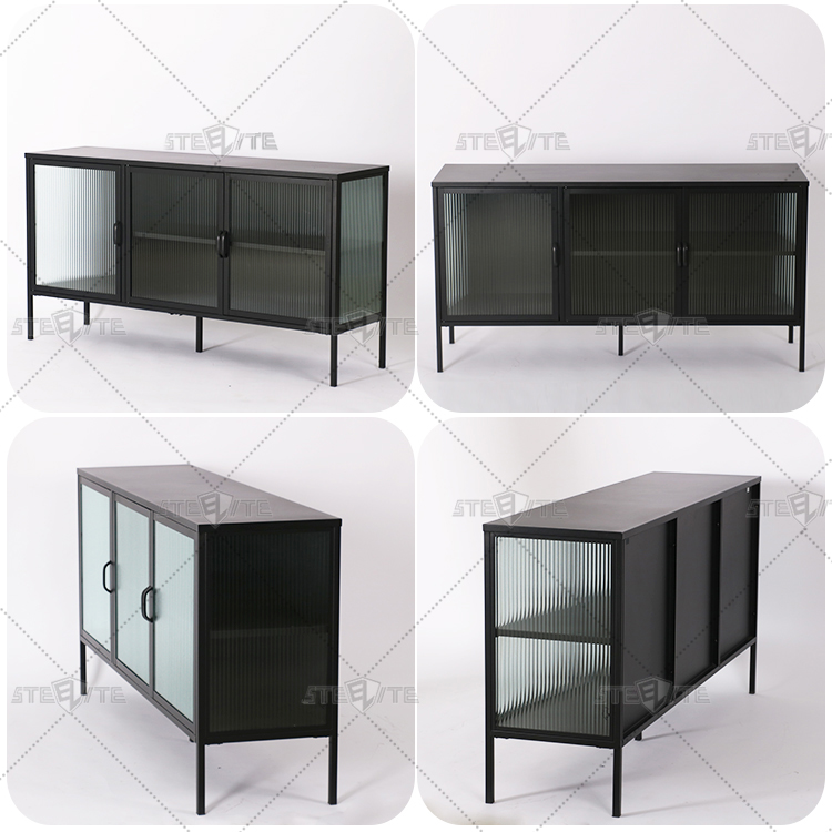 metal sideboard glass cabinet metal glass bookcase living room storage cabinet